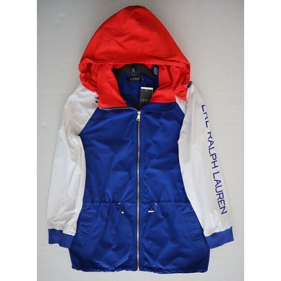 Lauren Ralph Lauren Women Sz M Blue Multi Colorblock Full Zip Hooded Jacket - Picture 9 of 12